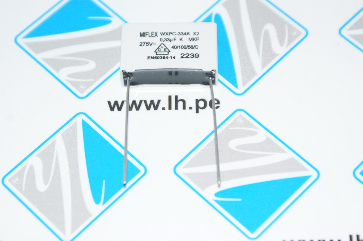 WXPC-334K           Condensador de polipropileno 0.33uF=330nF, THT, ±10%, 22.5mm